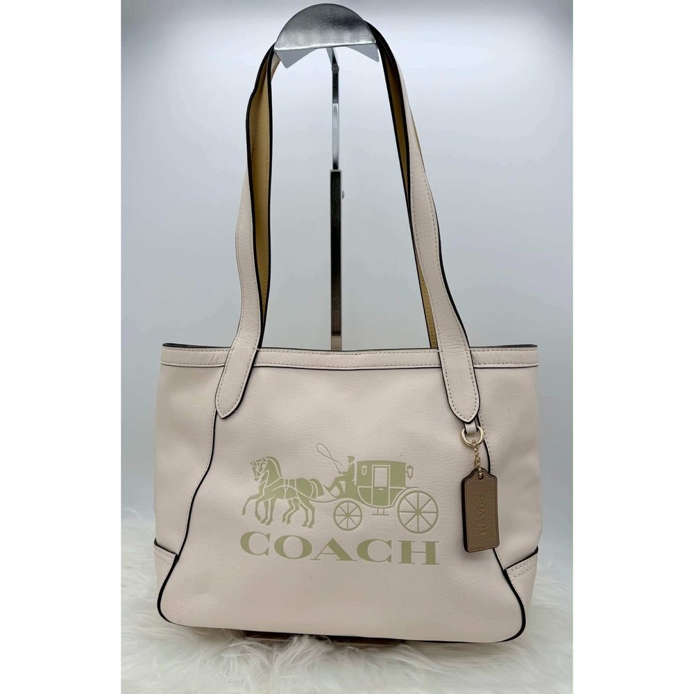 Coach C4062 Tote 27 Horse and Carriage Chalk Vanilla Cream Leather Bag NWOT